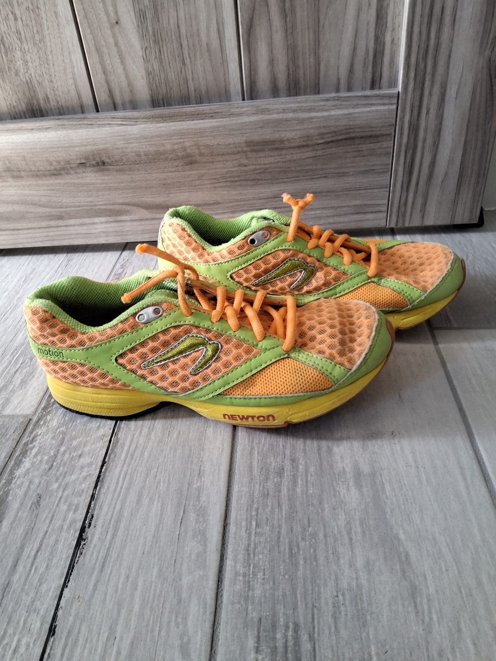 Newton Woman's Orange and Lime Mesh Lace-Up Sneakers
